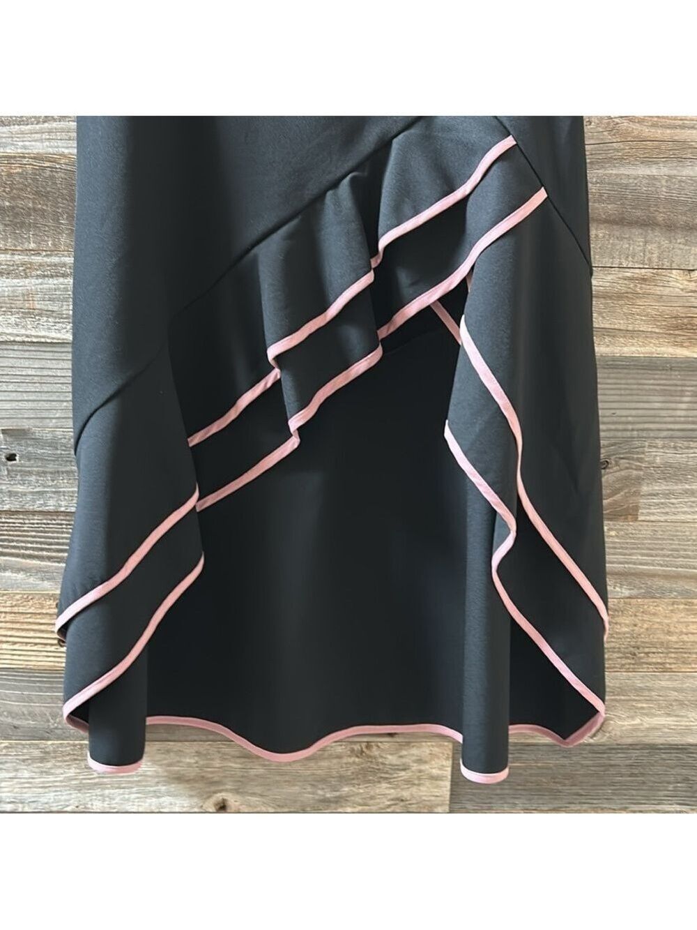 Endless Rose Black A-Line High Low Skirt with Pink Ruffle Trim Size Small - Picture 2 of 5